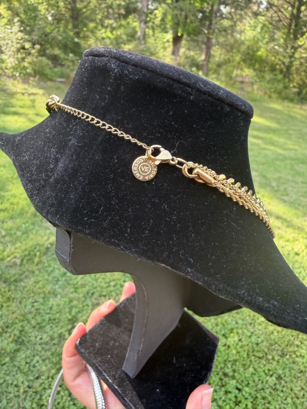 Victoria Emerson Layered Gold Tone Multi-Chain Necklace with Locket Pendant - Picture 2 of 3